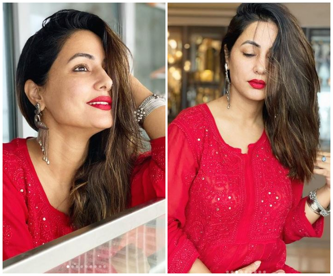 हिना खान की लेटेस्ट तस्वीरें ने फैंस को किया दीवाना, सुर्ख लाल रंग की ड्रेस में दिखीं कमायत  